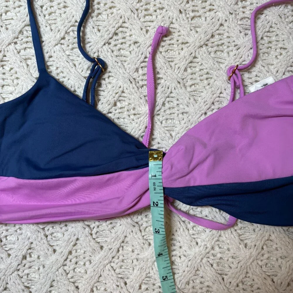 L*Space Colorblock Twist‎ Front Bikini Top Purple & Navy – Women’s XL NWOT